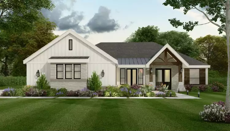 image of single story farmhouse plan 6497